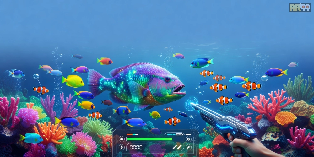 Minh họa giao diện game bắn cá đổi thưởng rr99 với đồ họa sống động