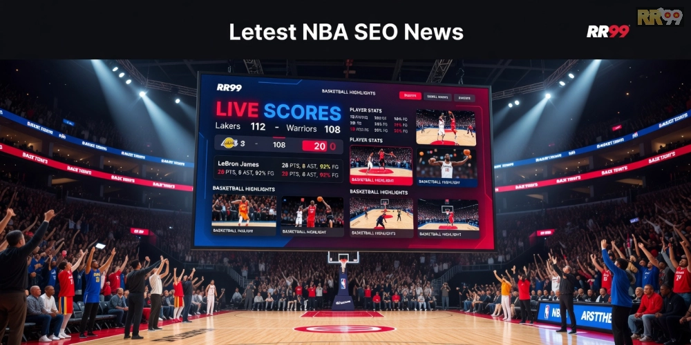 Minh họa cập nhật tin NBA mới nhất trên nền tảng RR99 với giao diện hiện đại